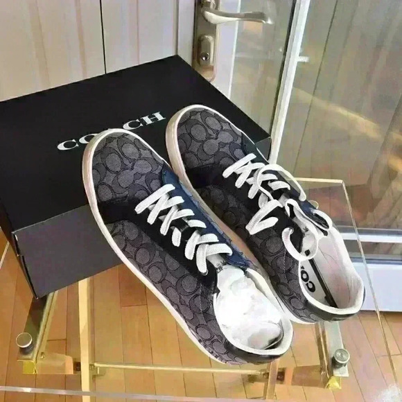 Coach CI077 Clip Low Top Sneaker In Signature Jacquard Men Size 11.5 - Picture 1 of 10